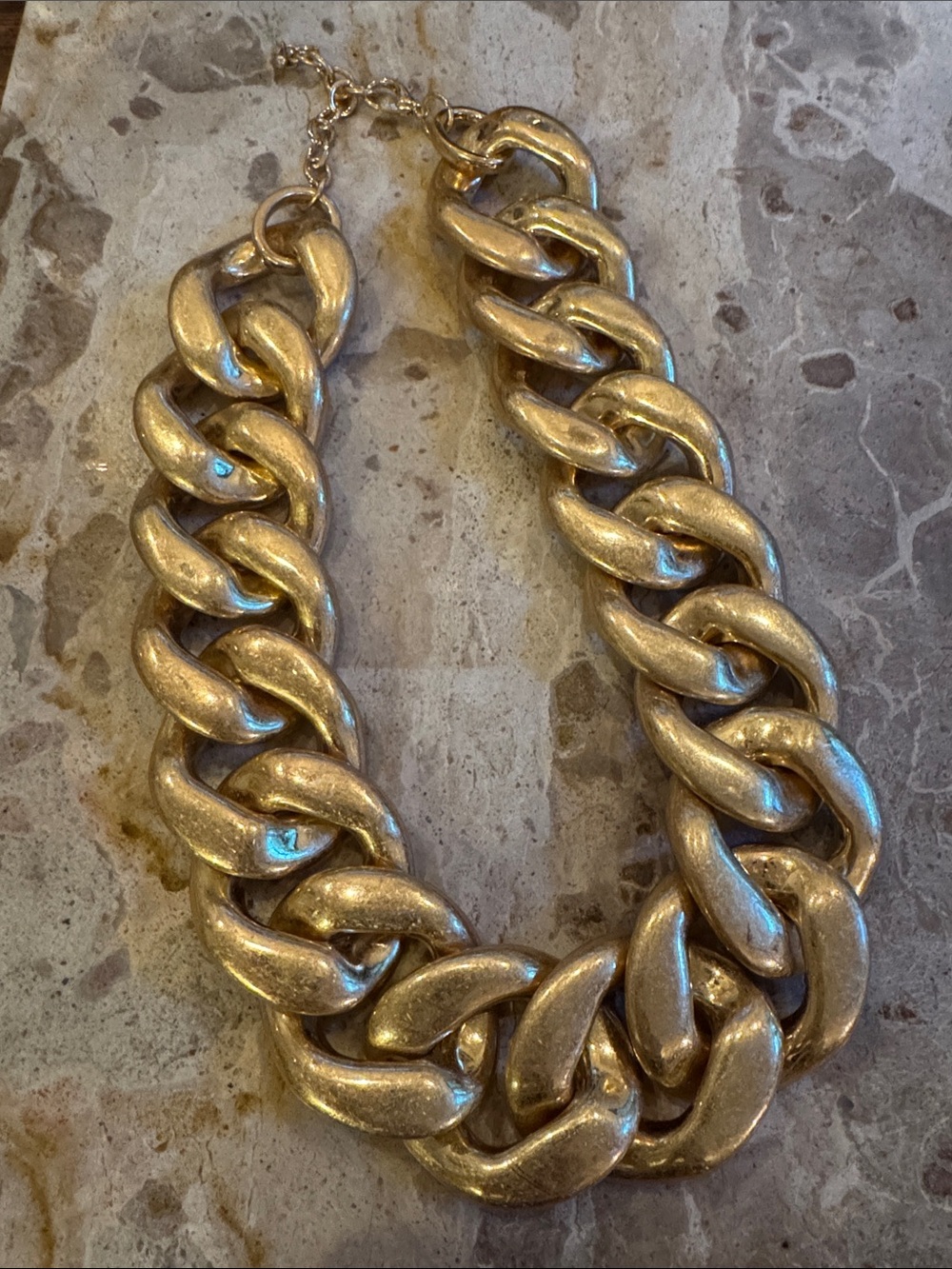 Bold Chunky Matte Gold Chain Necklace - Statement Women Jewelry - Picture 1 of 2
